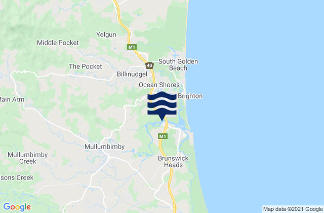 Brunswick River-South, Australia tide times map