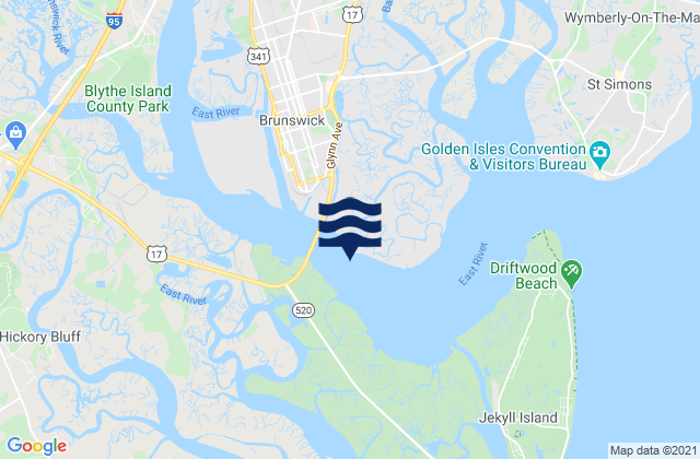 Brunswick River off Quarantine Dock, United States tide chart map