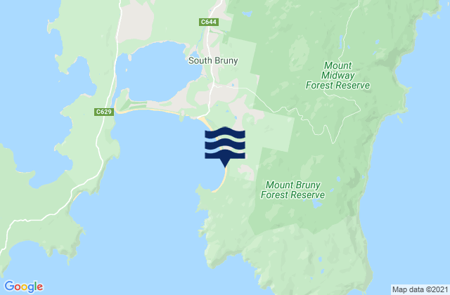 Bruny Island - Cloudy Bay, Australia tide times map