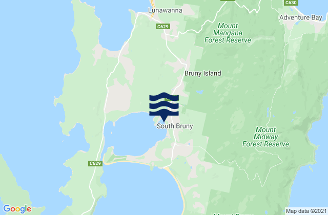 Bruny Island - Jawbones, Australia tide times map