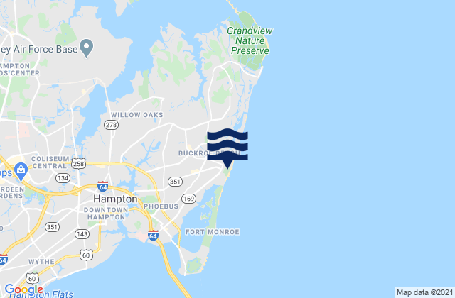 Buckroe Beach, United States tide chart map