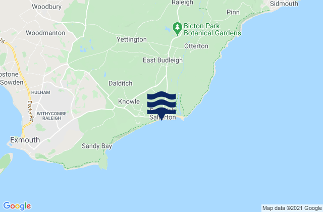 Budleigh Salterton, United Kingdom tide times map