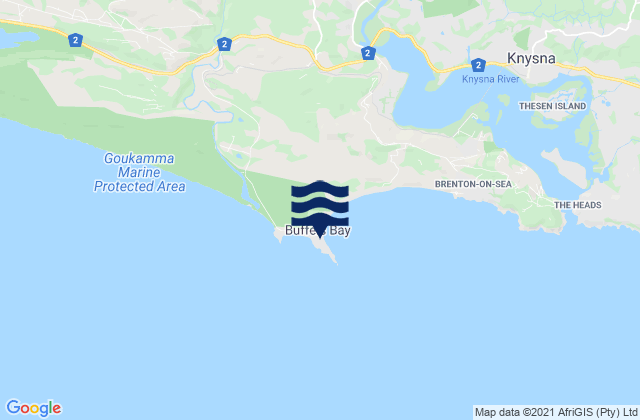 Buffalo Bay, South Africa tide times map