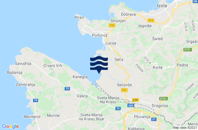 Buje, Croatia tide times map