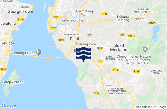 Bukit Mertajam, Malaysia tide times map