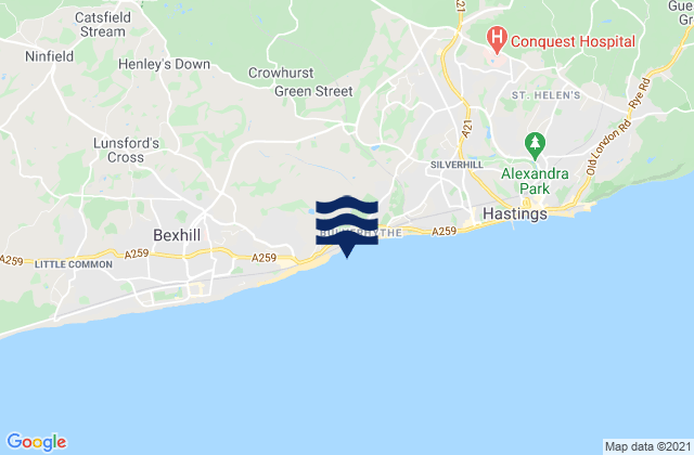 Bulverhythe Beach, United Kingdom tide times map