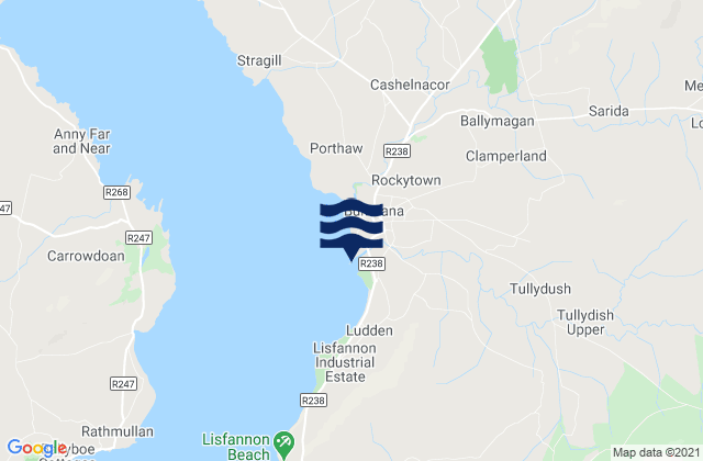 Buncrana, Ireland tide times map