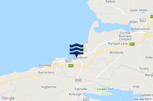 Bundoran, Ireland tide times map