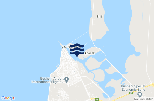 Bushahr Persian Gulf, Iran tide times map