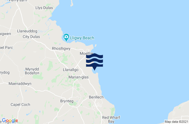Bychan Beach, United Kingdom tide times map