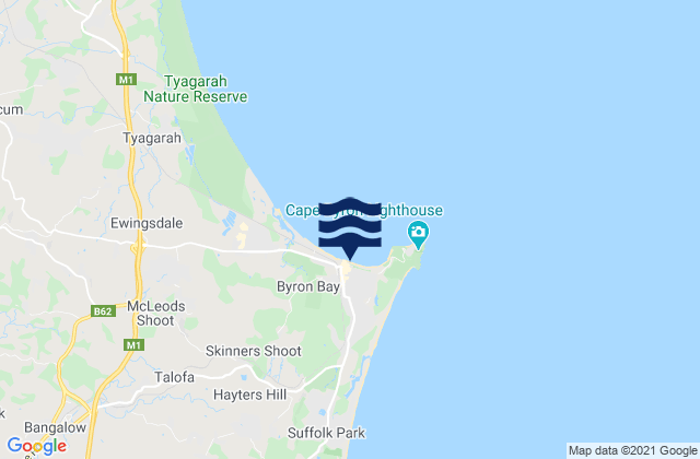 Byron Bay - The Wreck, Australia tide times map