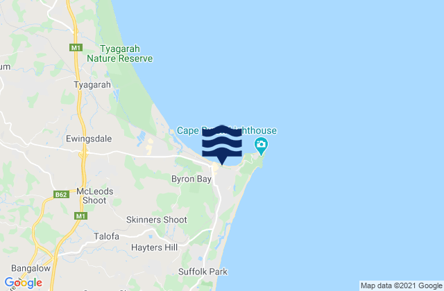 Byron Bay, Australia tide times map