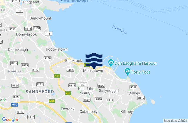 Cabinteely, Ireland tide times map