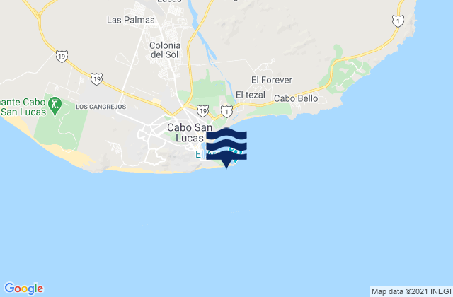 Cabo San Lucas, Mexico tide times map