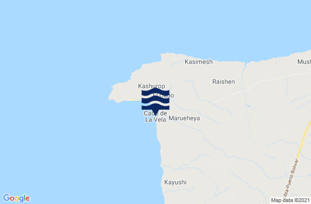 Cabo de la Vela, Colombia tide times map