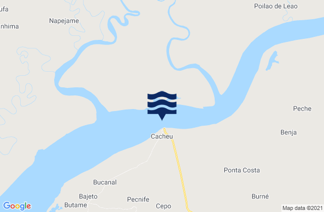 Cacheu, Guinea-Bissau tide times map