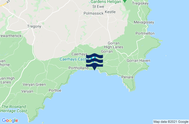 Caerhays, United Kingdom tide times map