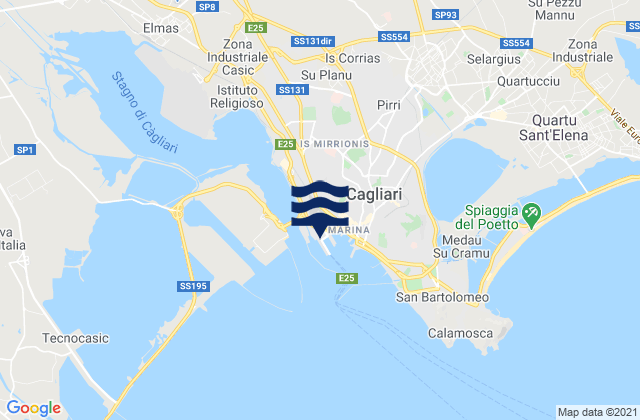 Cagliari Port, Italy tide times map