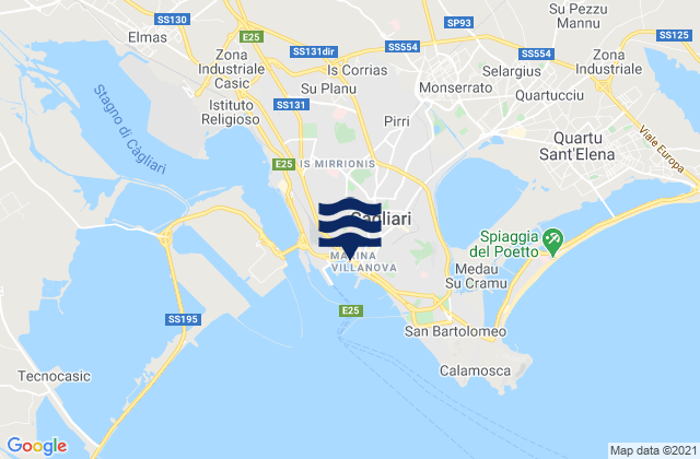 Cagliari, Italy tide times map