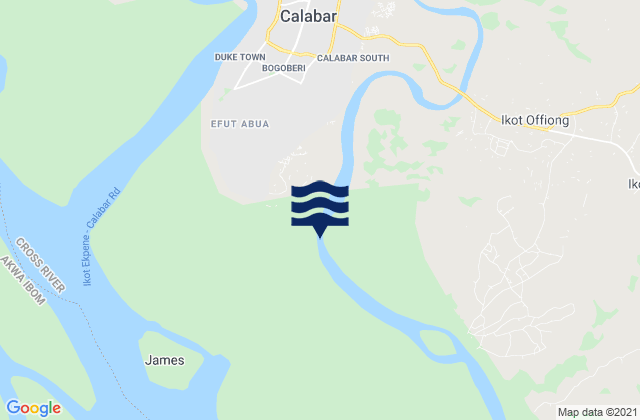 Calabar River, Nigeria tide times map