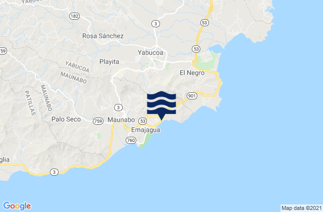 Calabazas Barrio, Puerto Rico tide times map
