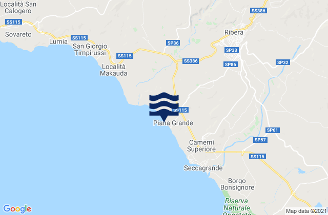 Calamonaci, Italy tide times map