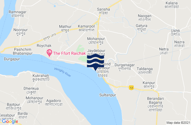 Calcutta (Garden Reach) Hooghly River, India tide times map