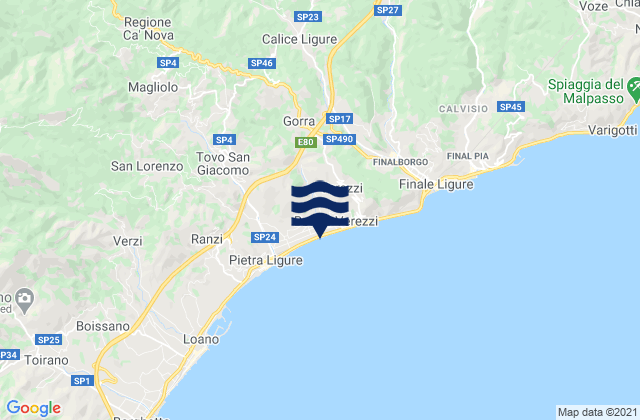 Calice Ligure, Italy tide times map