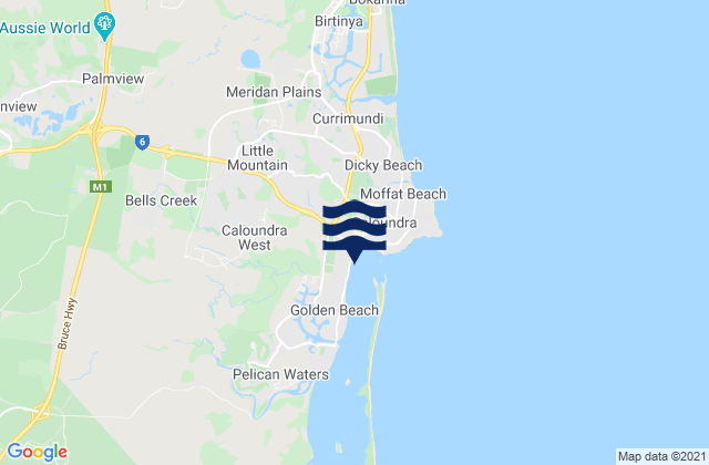 Caloundra West, Australia tide times map