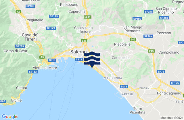 Calvanico, Italy tide times map