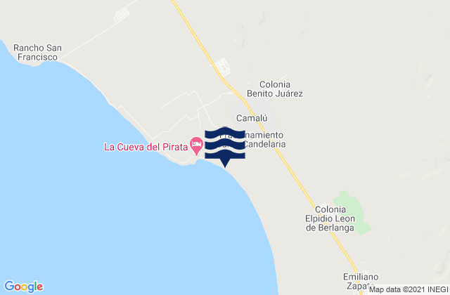 Camalu, Mexico tide times map