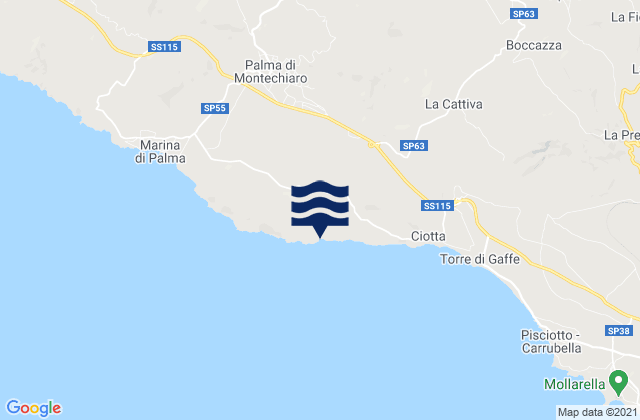 Camastra, Italy tide times map