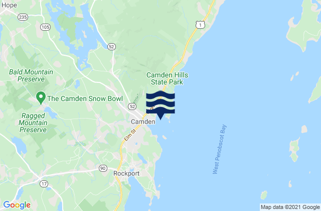 Camden Harbor, United States tide chart map