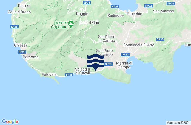 Campo nell'Elba, Italy tide times map