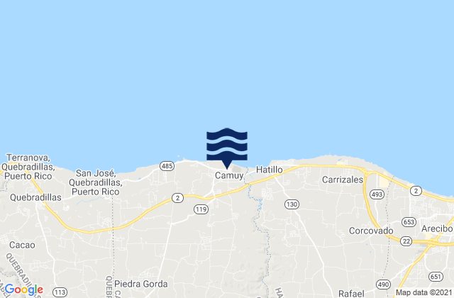 Camuy Municipio, Puerto Rico tide times map