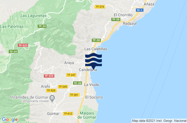 Candelaria, Spain tide times map