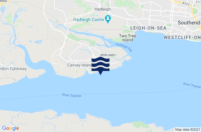 Canvey Island Beach, United Kingdom tide times map