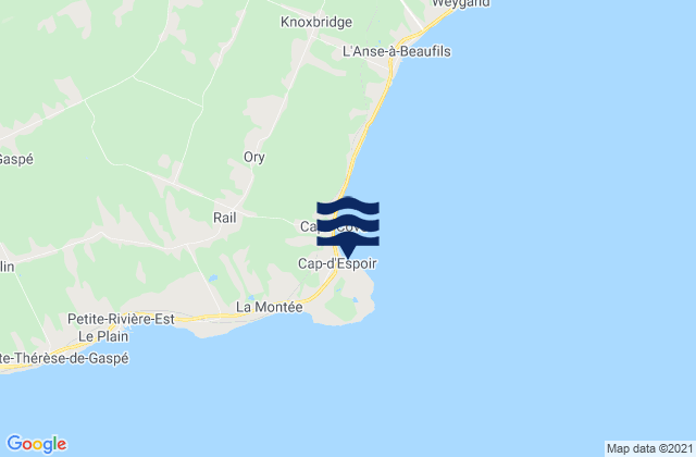Cap D'espoir, Canada tide times map