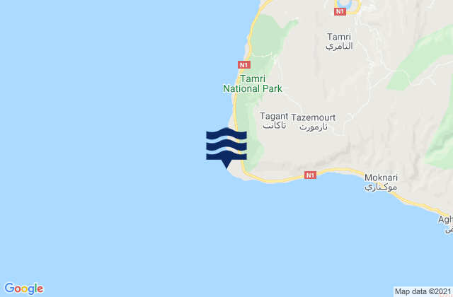 Cap Ghir, Morocco tide times map