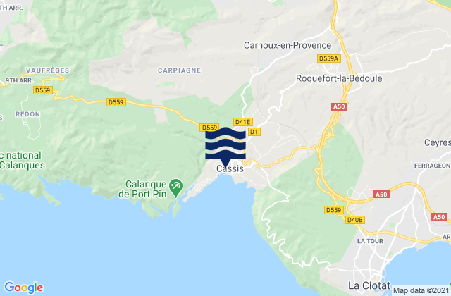 Cap Rousset, France tide times map