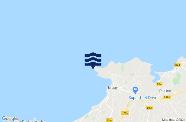 Cap d'Erquy, France tide times map
