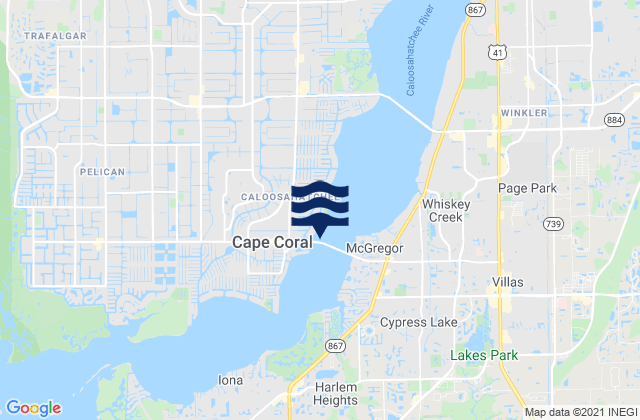Cape Coral Bridge, United States tide chart map