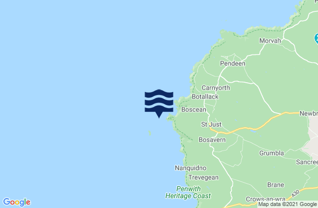 Cape Cornwall, United Kingdom tide times map