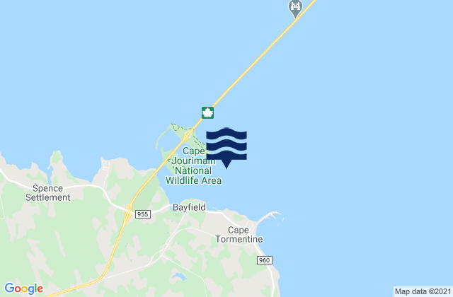 Cape Jourimain, Canada tide times map