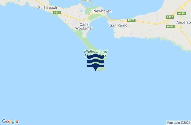 Cape Woolamai, Australia tide times map