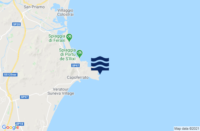 Capo Ferrato, Italy tide times map