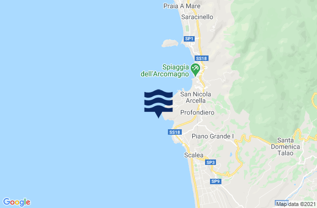 Capo Scalea, Italy tide times map