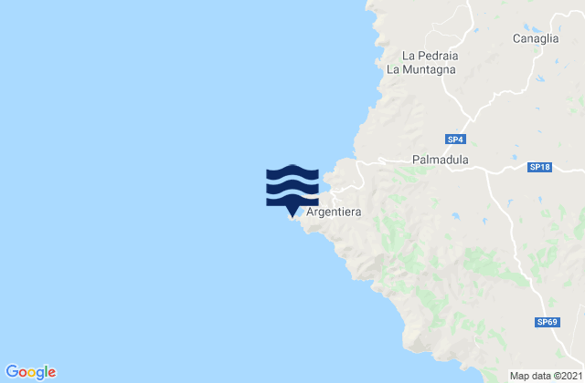 Capo dell'Argentiera, Italy tide times map