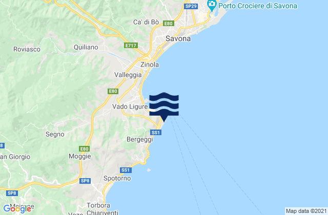 Capodi Vado, Italy tide times map