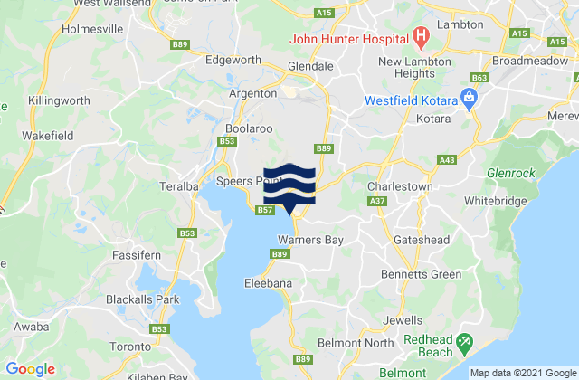 Cardiff Heights, Australia tide times map